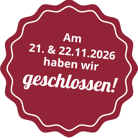 Buks Partyservice ist am 21. und 22.11.2026 geschlossen